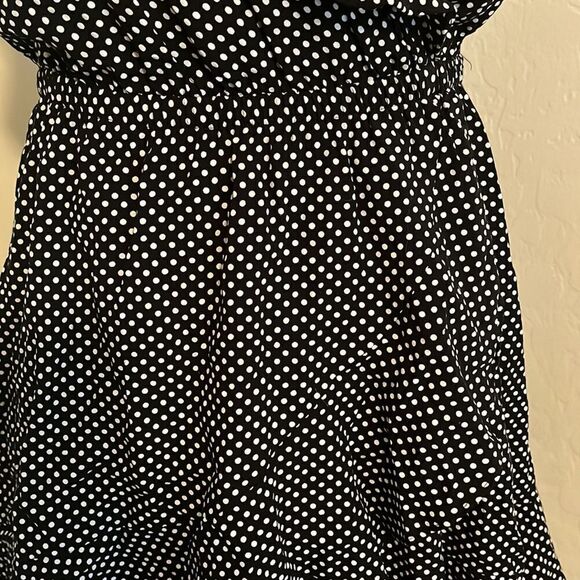 Express Black White Ruffle Polka-A-Dot Dress Summer Spring Feminine Party Event - Picture 8 of 10